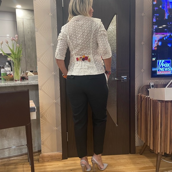 Fuego cotton eyelet embroidered white 3/4 sleeve jacket IT44 US8 - Picture 7 of 14